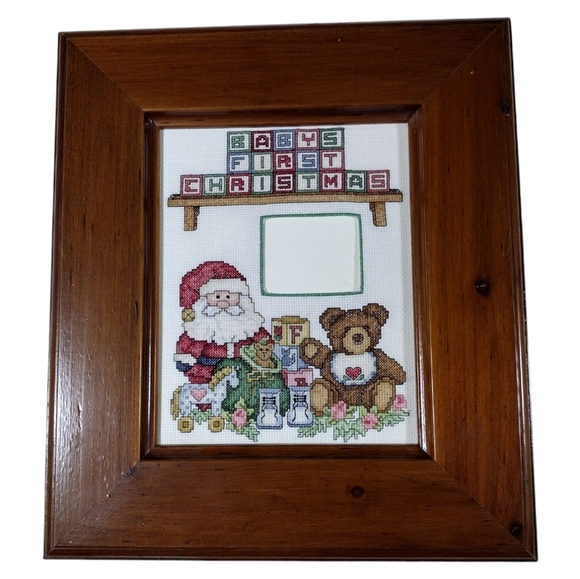 Babys First Christmas Framed Cross Stitch Piece - Picture 1 of 6